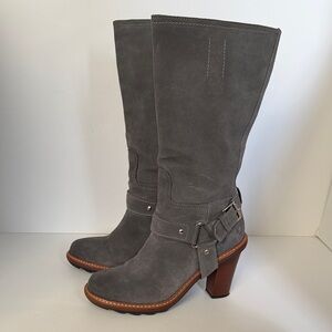 Talbots sz 8 Sallie 2 Gray grey Suede Equestrian Boots leather Like New women’s